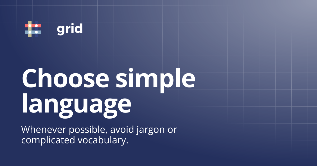 Choose simple language | GRID Toolkit